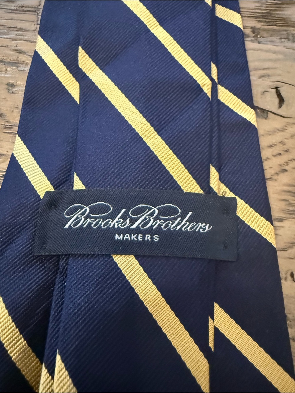 Brooks Brothers Navy and Yellow Striped Silk Tie